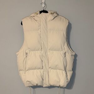 ZARA Cream Puffer Vest w/ hood